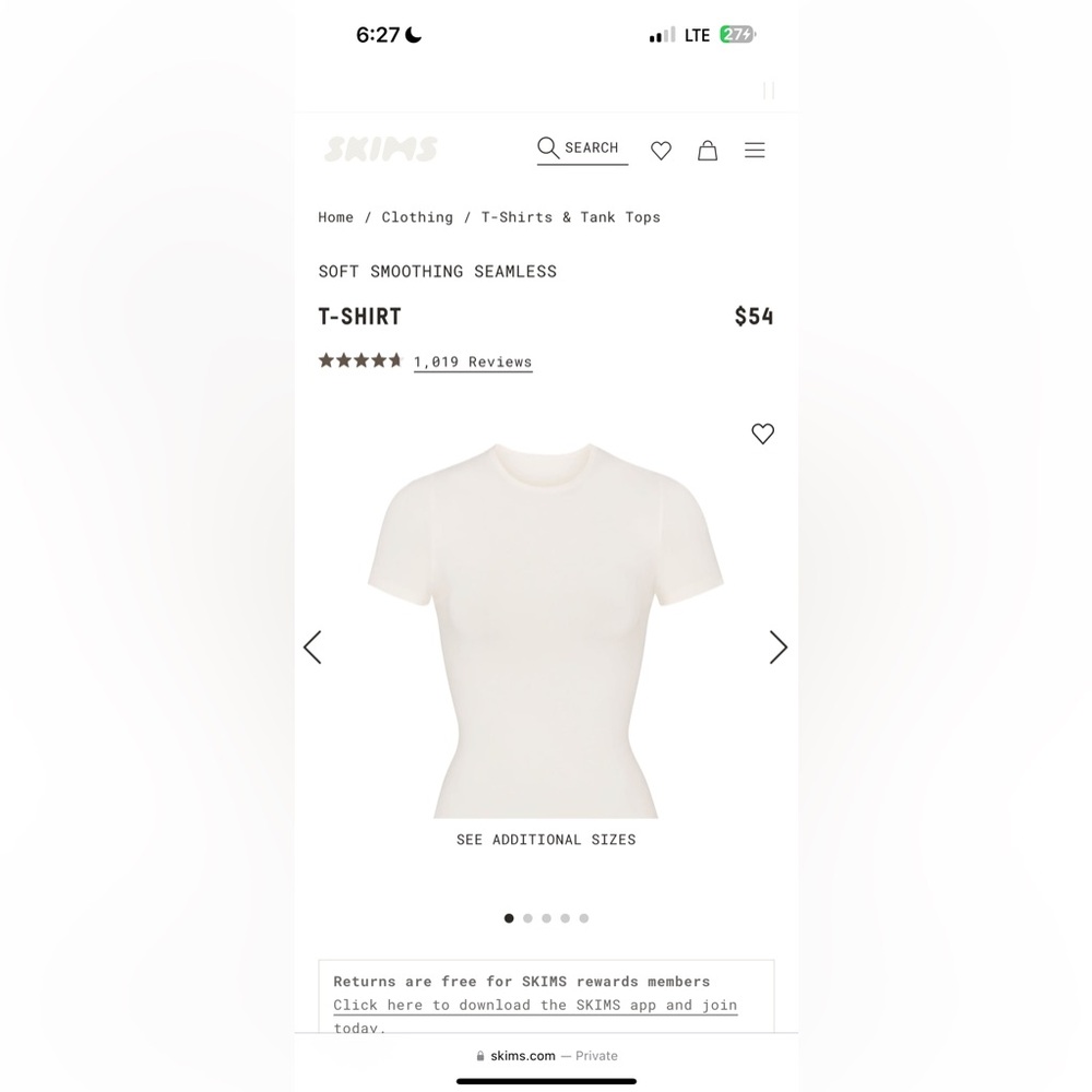 Skims soft smoothing tshirt